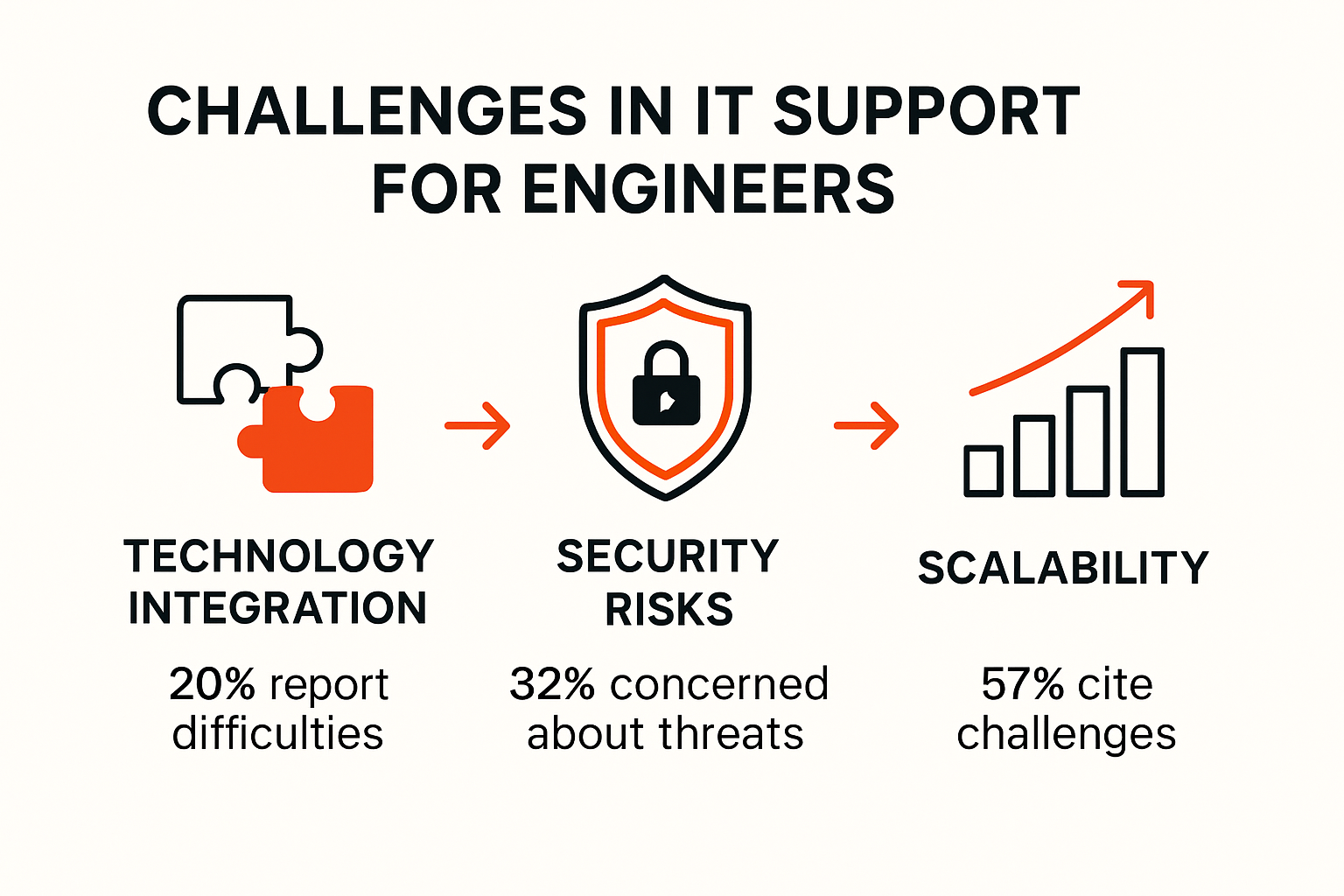 Infographic illustrating IT support challenges for engineers