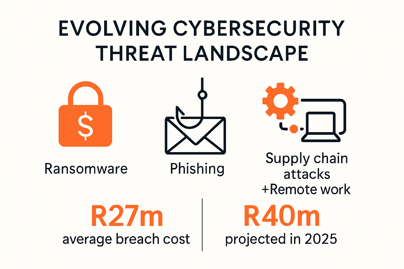 Infographic visualizing leading cybersecurity threats and trends for 2025