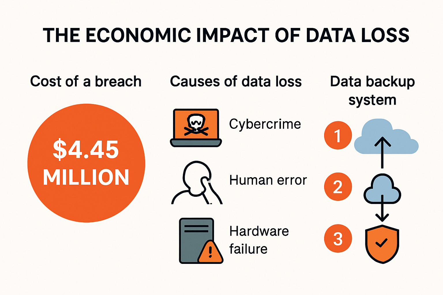 Infographic illustrating the economic impact and backup process