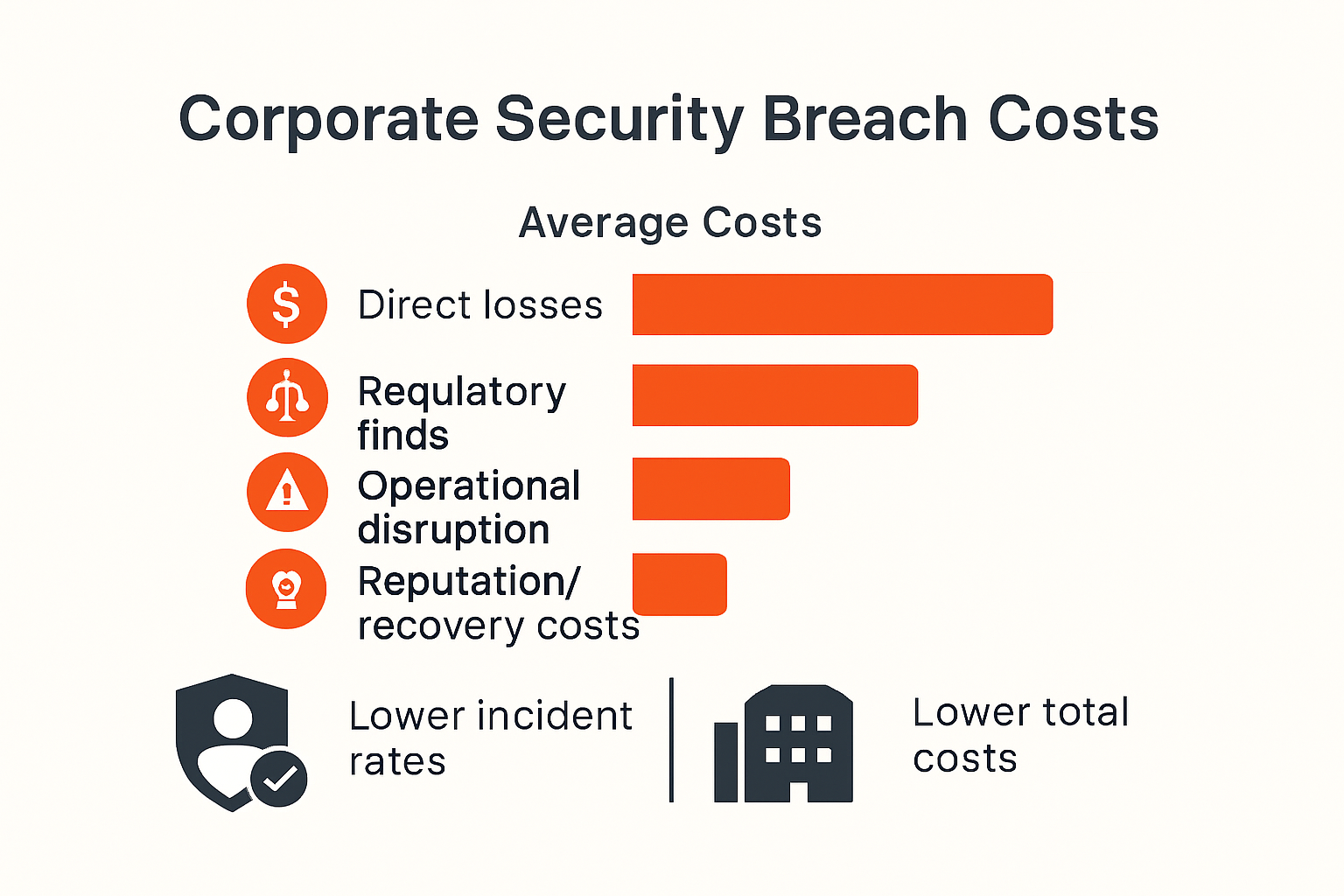 Infographic showing average cost breakdown of security breaches before and after training