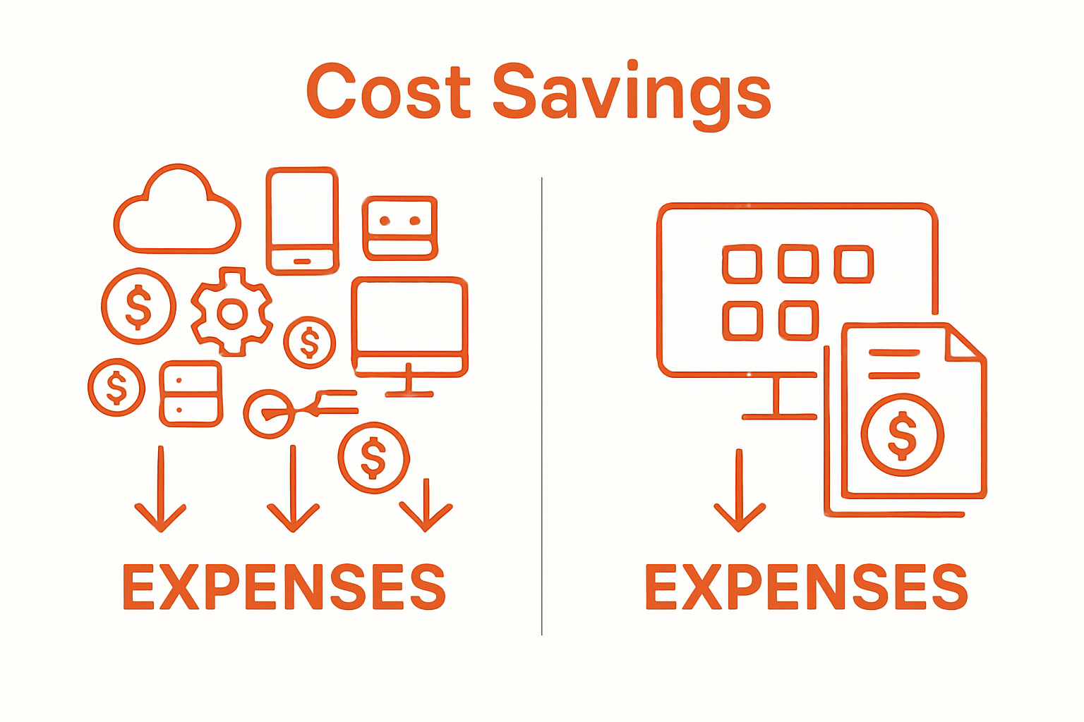 Infographic comparing IT costs before and after vendor consolidation