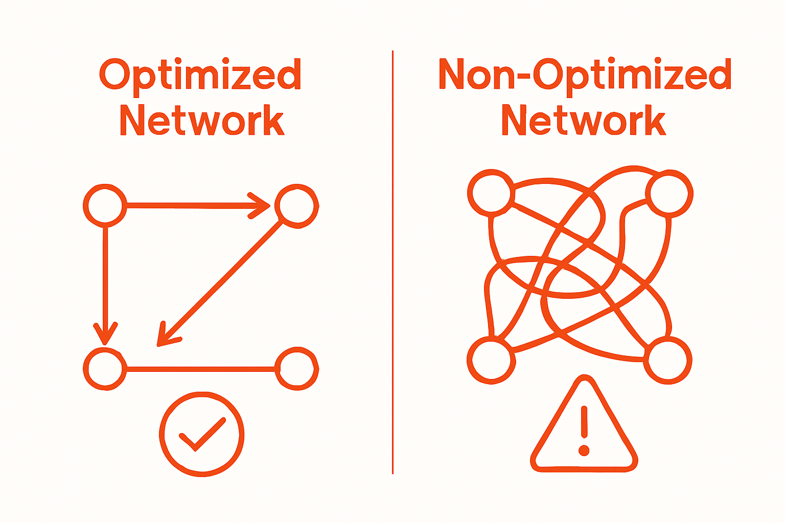 Comparison of optimized vs non-optimized network performance