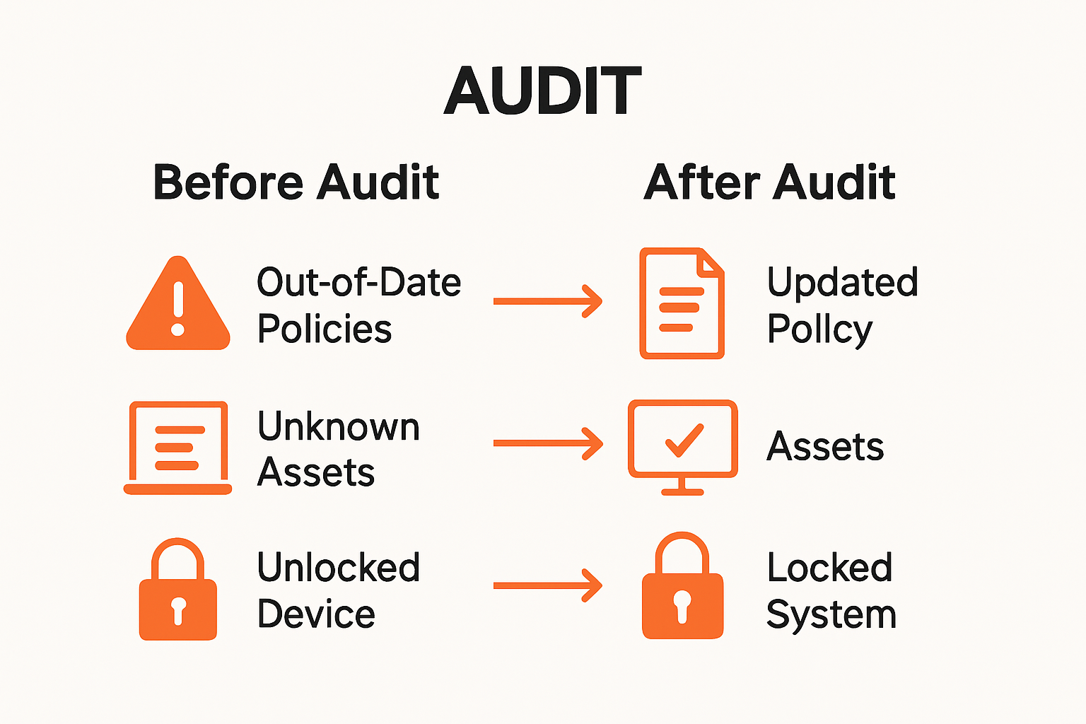 Before and after security audit checklist infographic