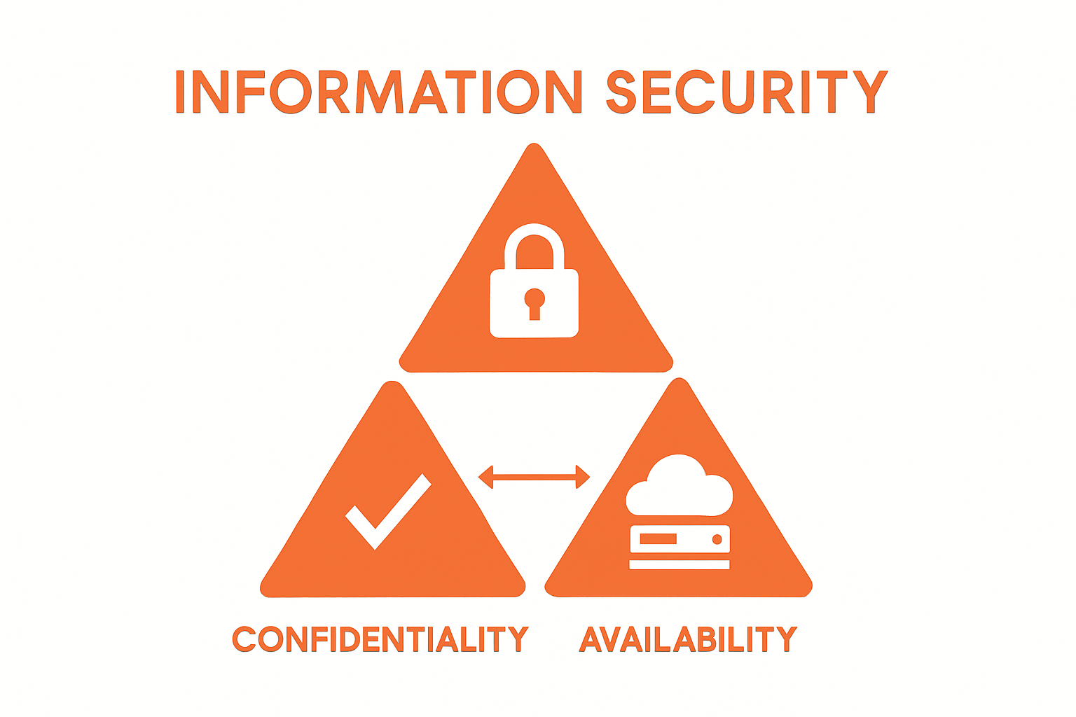 Visual infographic of information security pillars: confidentiality, integrity, availability