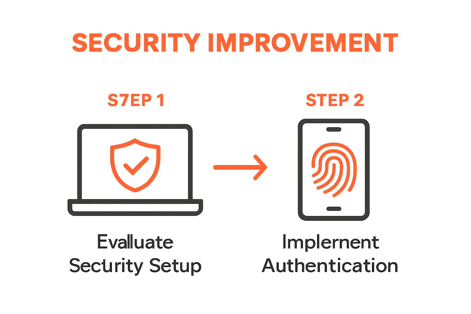Security setup and authentication infographic with icons and arrows