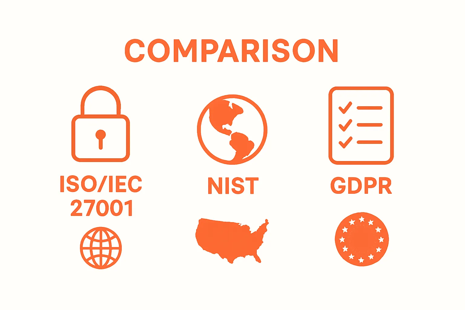 Comparison of ISO 27001, NIST, and GDPR frameworks