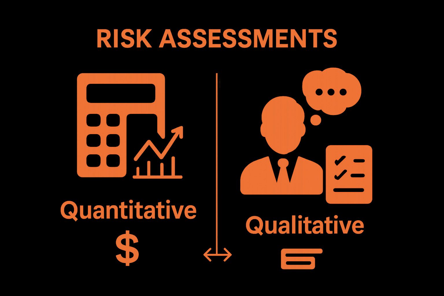 Infographic contrasting quantitative vs. qualitative risk assessment methods