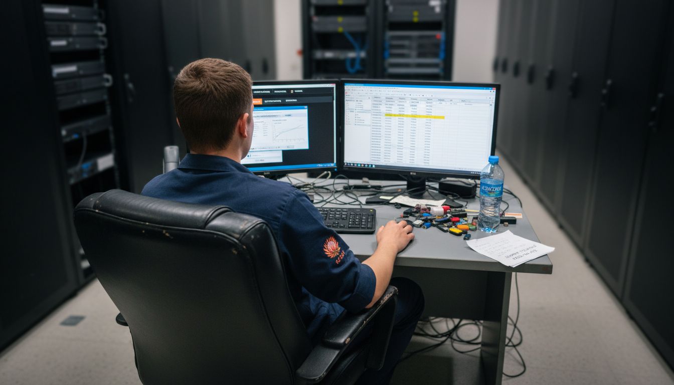 Technician managing virtual machines workspace