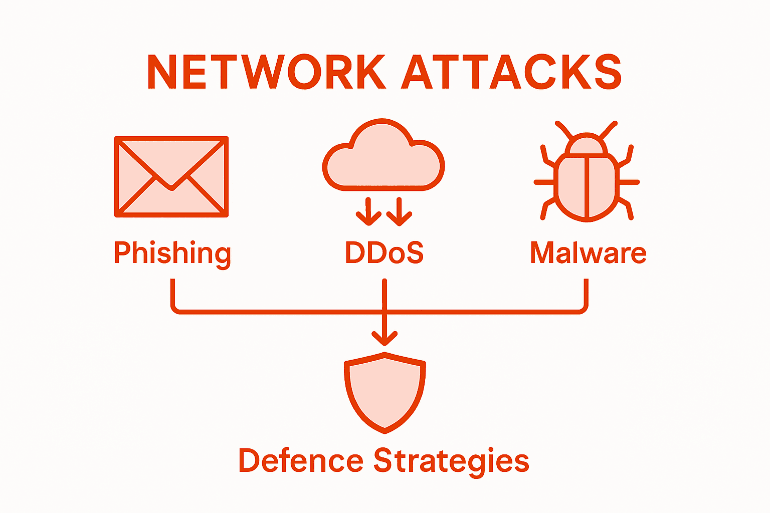 Infographic showing three network attack methods