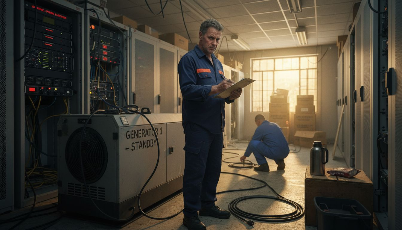 Supervisor assessing server room disruption