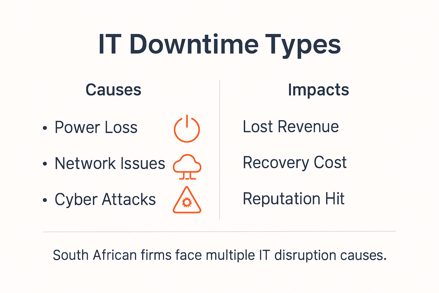 Infographic summarizing IT downtime types