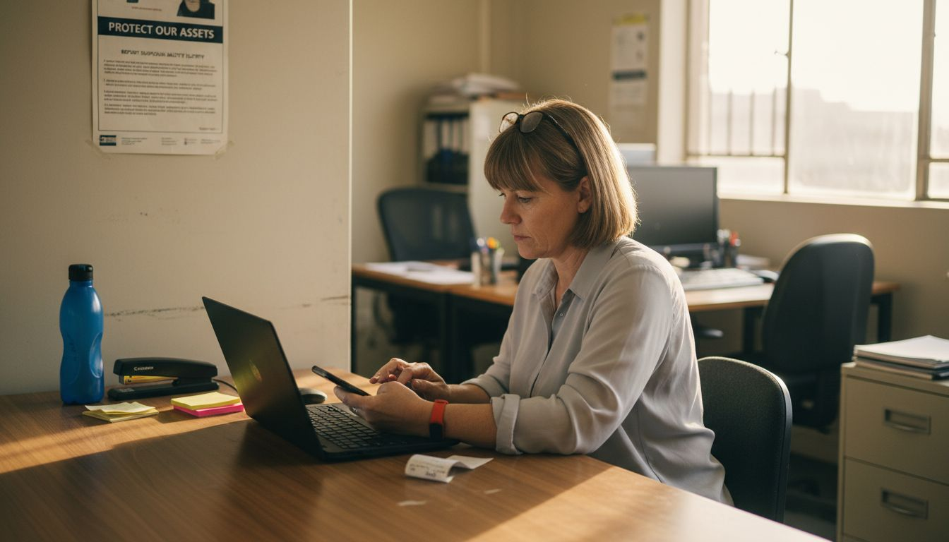 Employee using mobile app for authentication