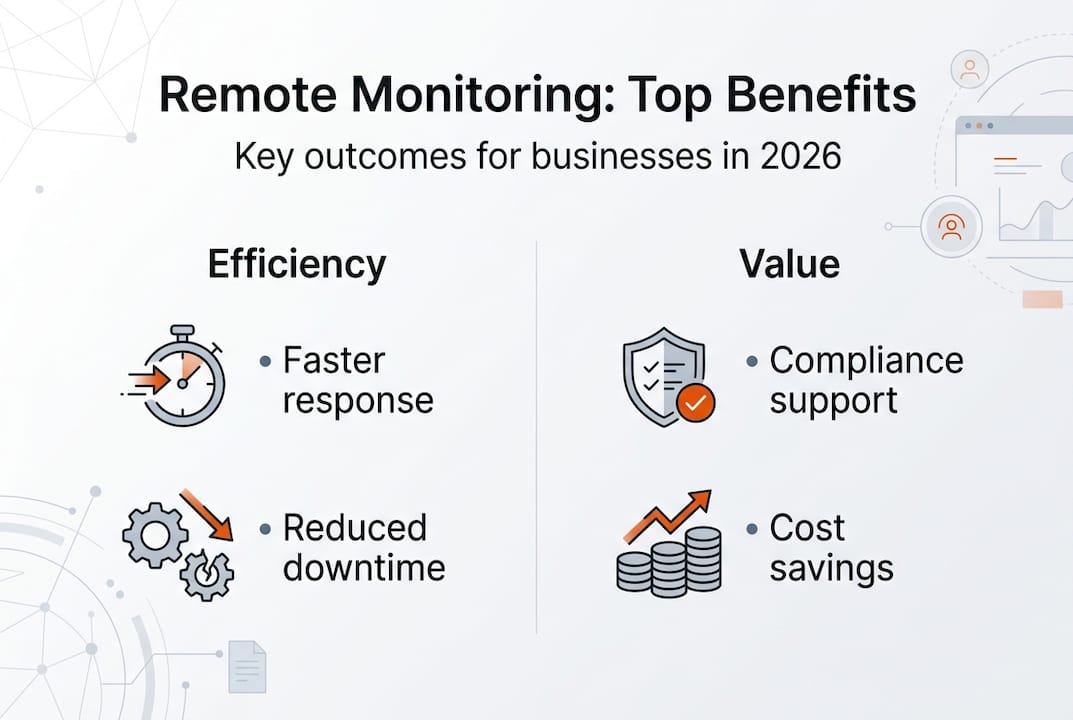 Infographic showing business remote monitoring benefits