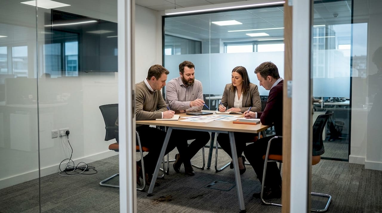 Team meeting about uptime performance data