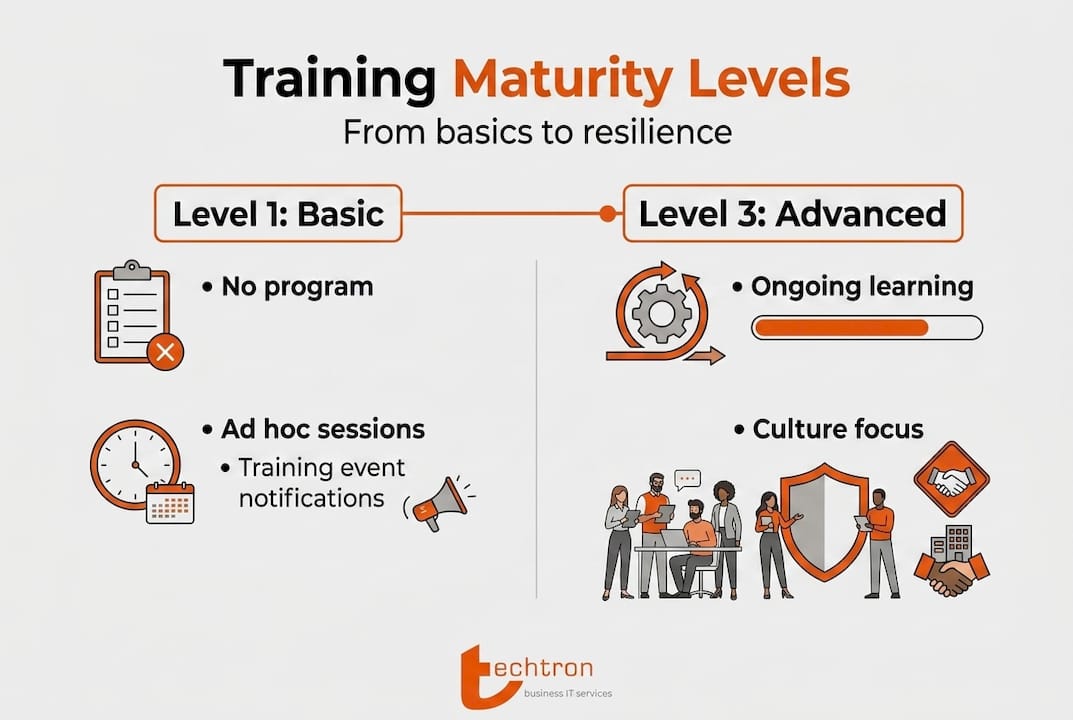 Infographic showing training maturity levels overview