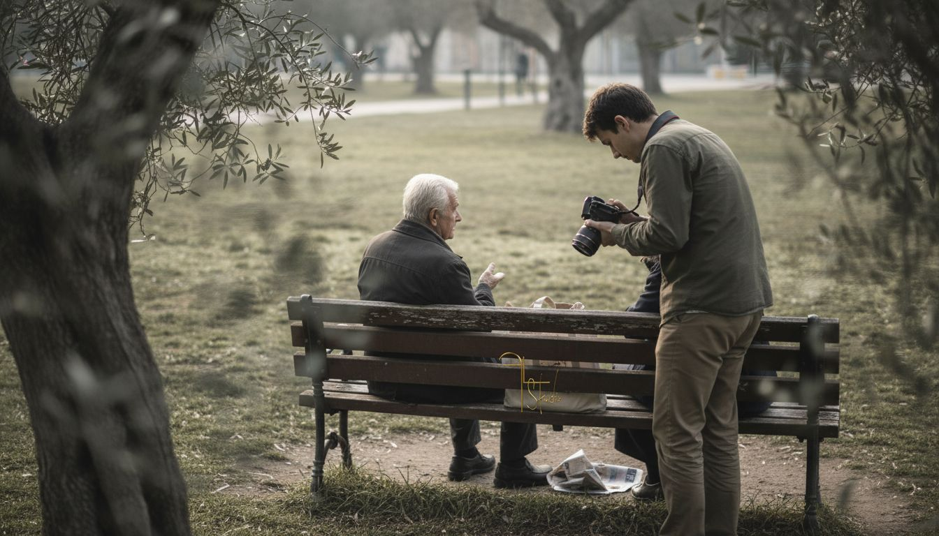 Un photographe profite de la lumière naturelle pour réaliser ses clichés au cœur du parc.
