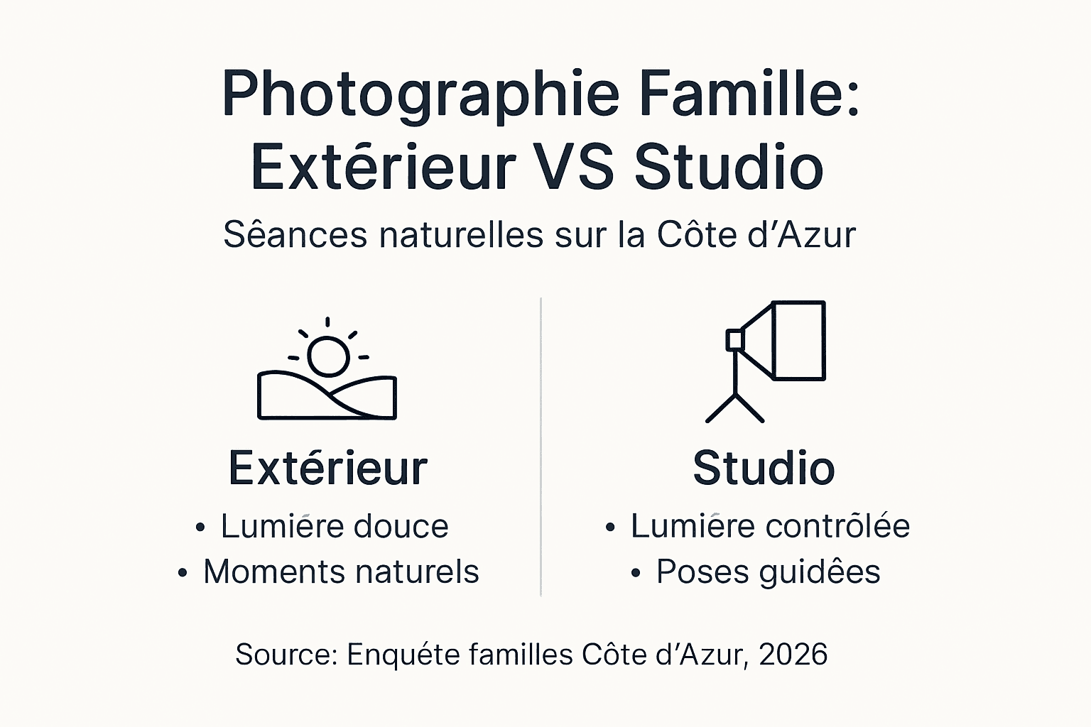 Infographie : séance photo en extérieur ou en studio, quelles différences ?
