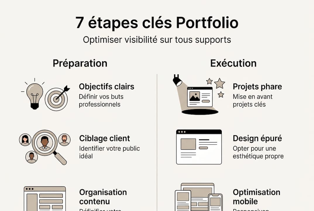 Les grandes étapes d’un portfolio présentées en infographie épurée