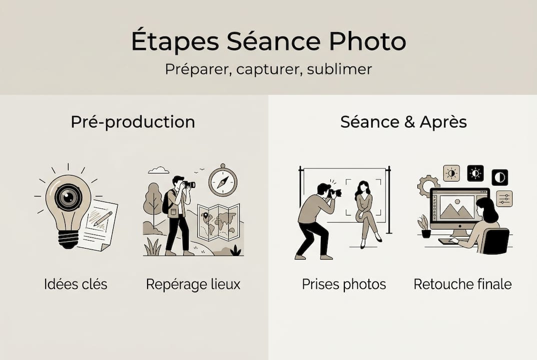 Les différentes étapes pour réussir une séance photo créative (infographie)