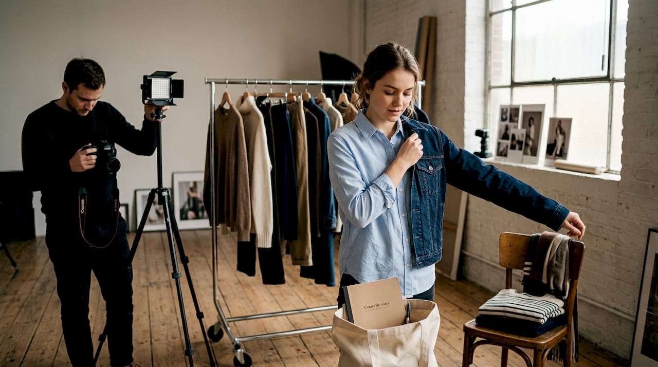 Un instant capturé sur le vif lors d’une séance photo pour un book
