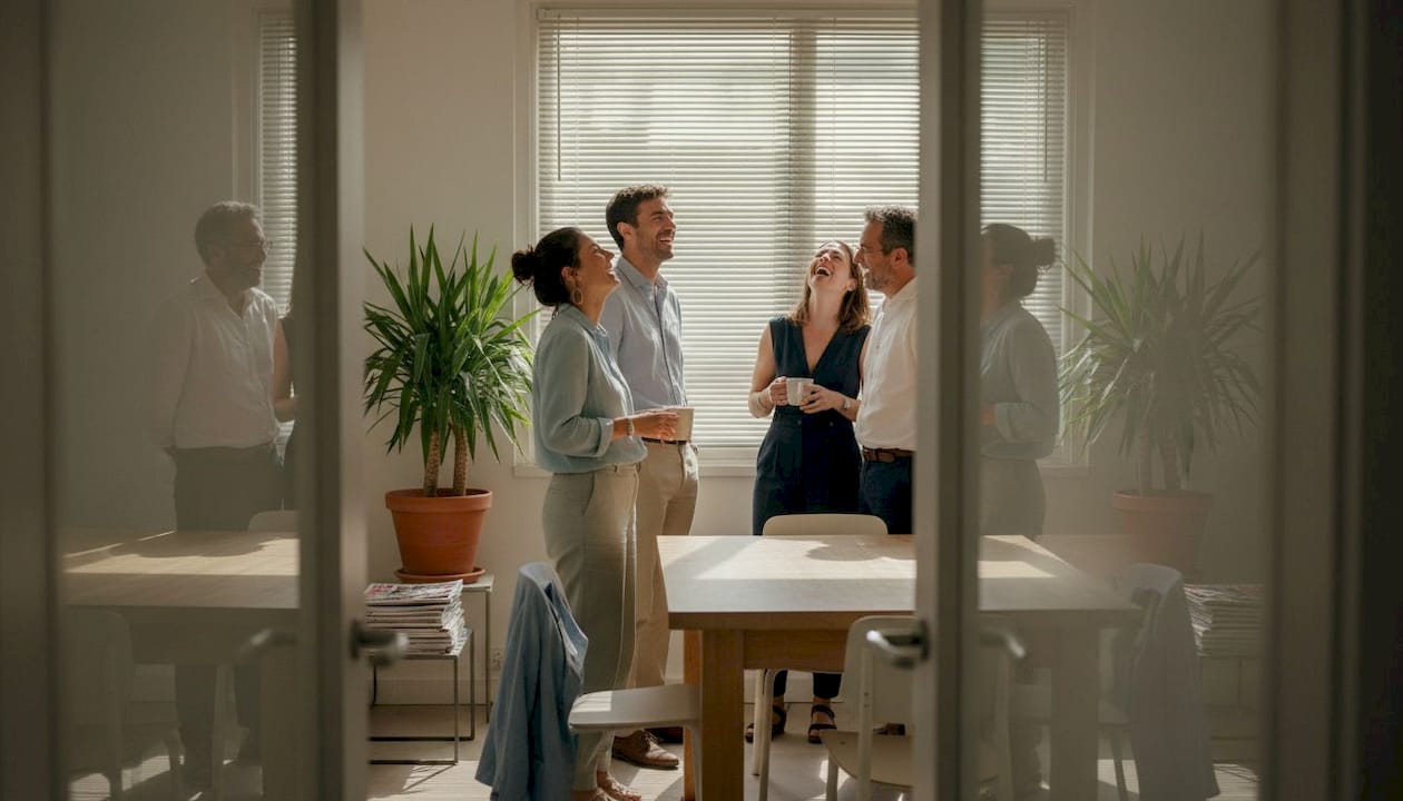 Petit moment de convivialité capturé avec l’équipe à la pause café
