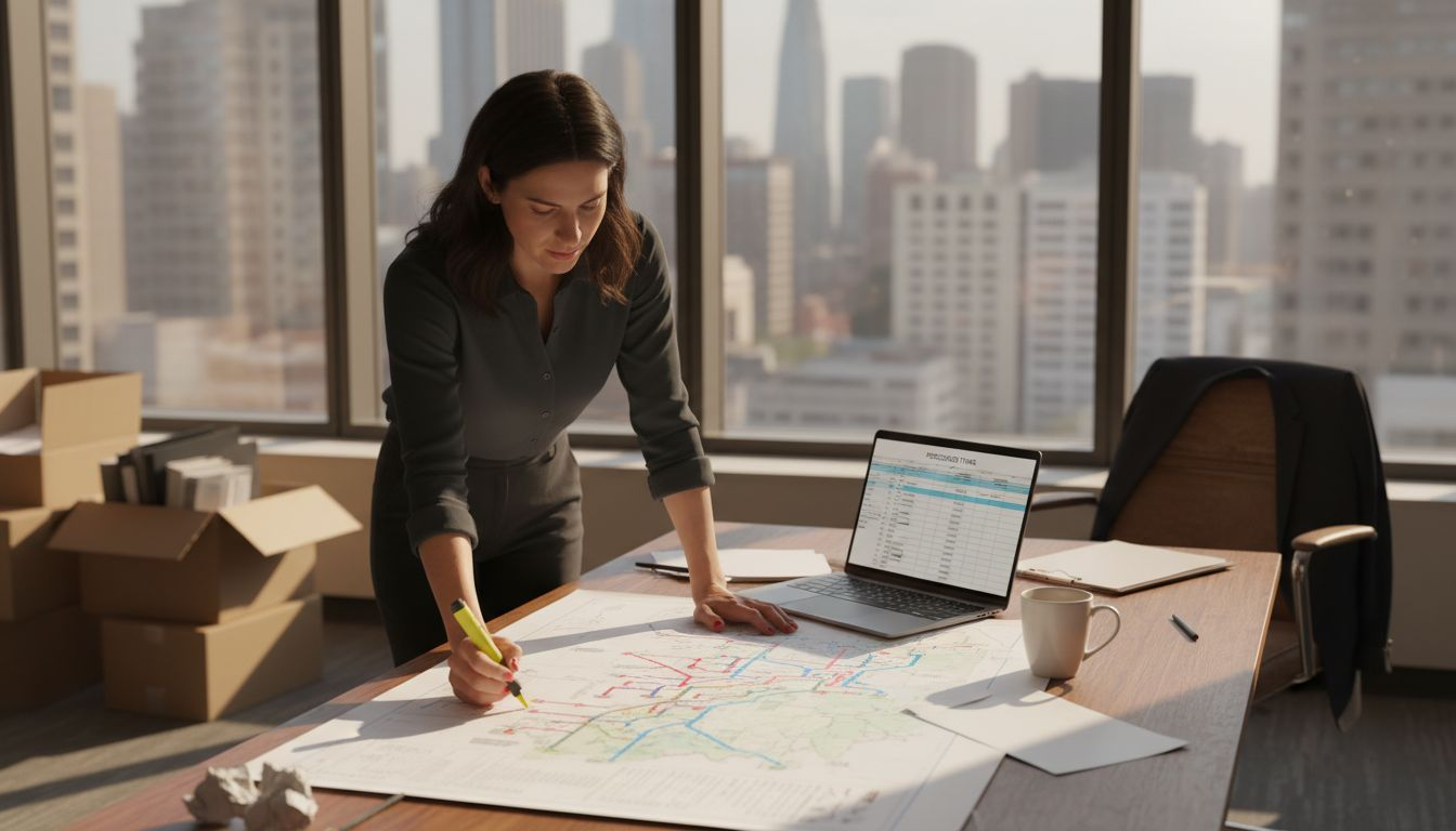 Blockchain trends 2026: 65% North American firms boost ROI 1 Manager marking supply chain maps for blockchain