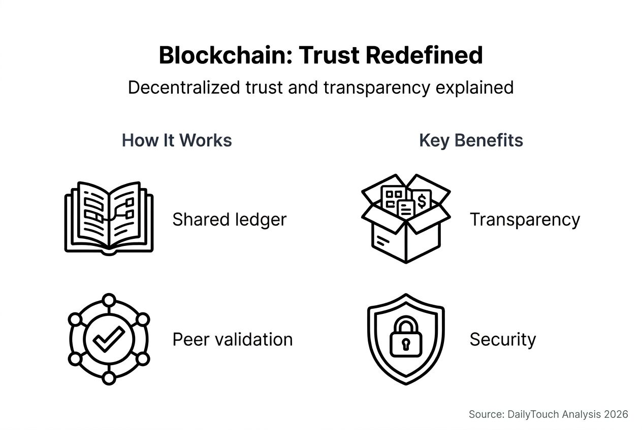 Why blockchain matters in 2026: Trust and innovation 1 Infographic about blockchain trust and transparency