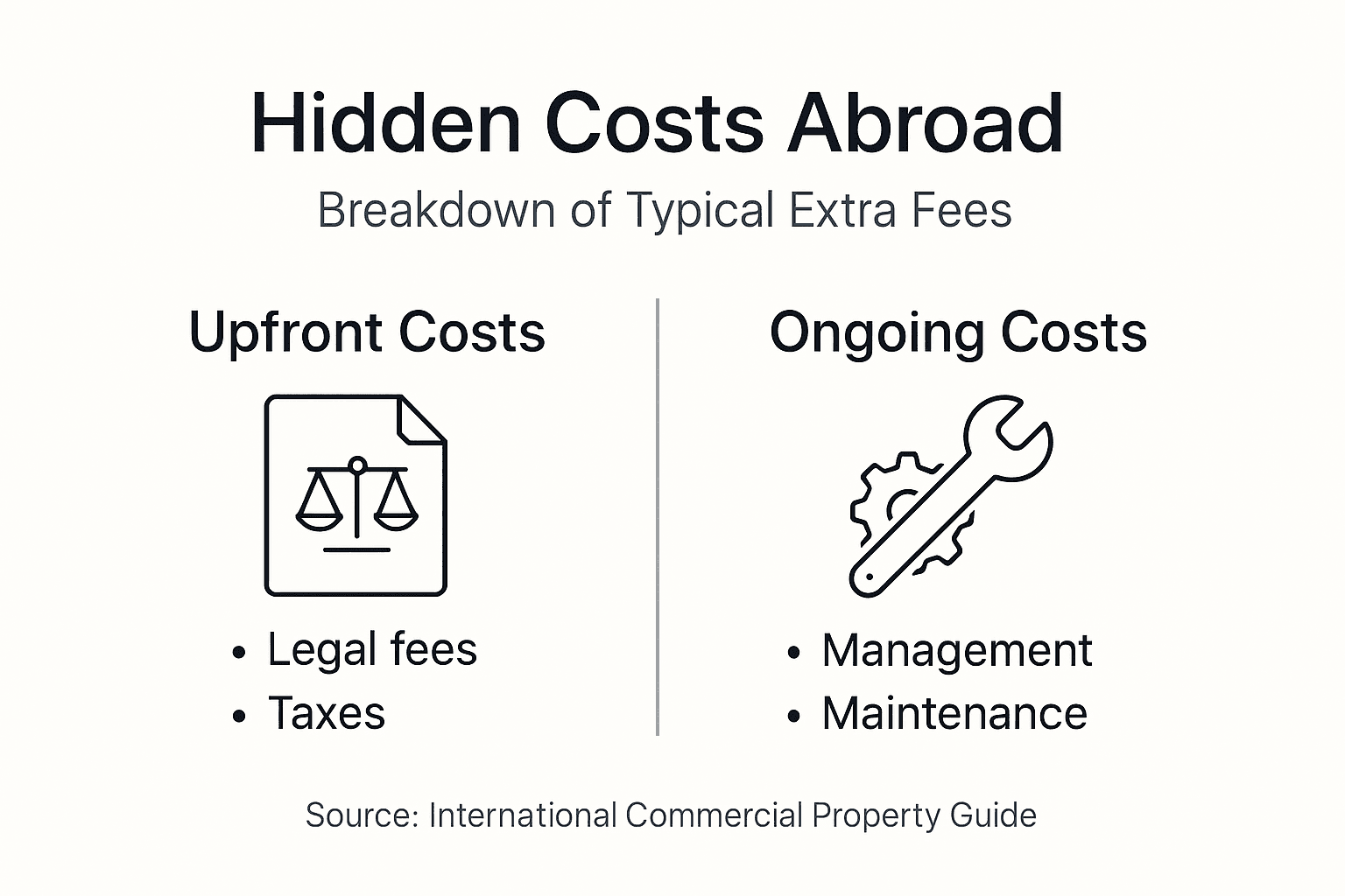 Infographic showing hidden international property costs