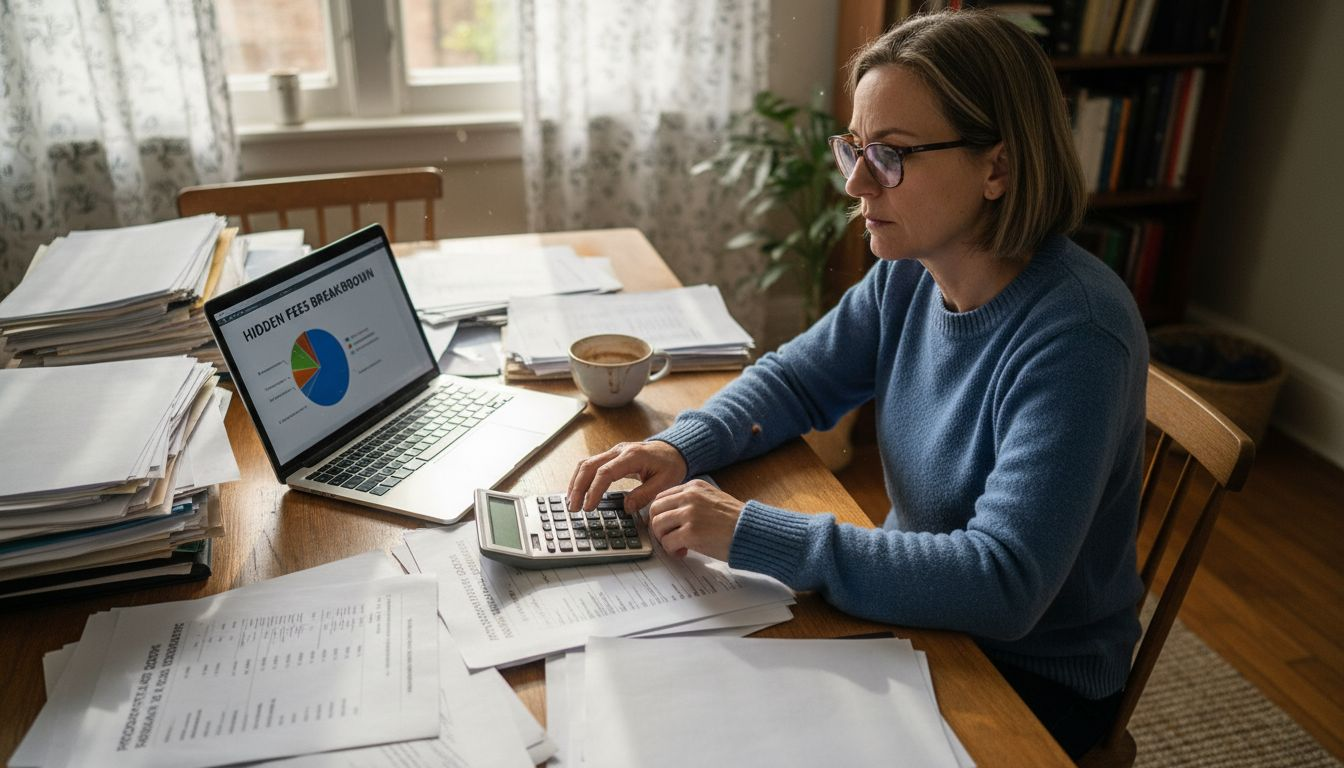Woman calculating international property purchase fees