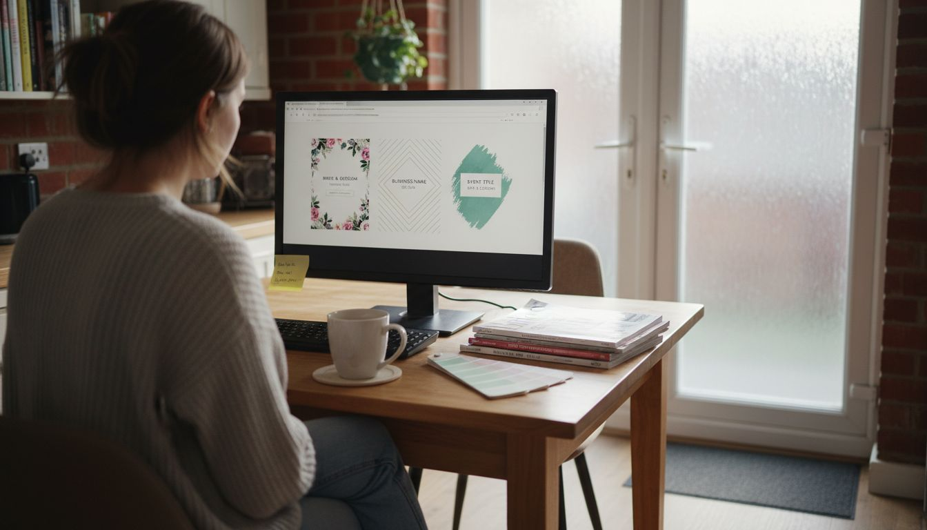 Designer reviewing wedding banner templates