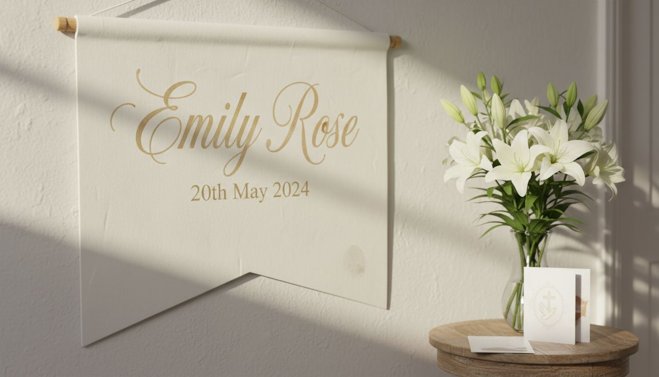 Personalised Holy Communion banner with subtle details