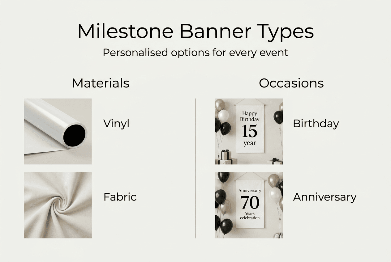 Infographic showing milestone banner types and uses