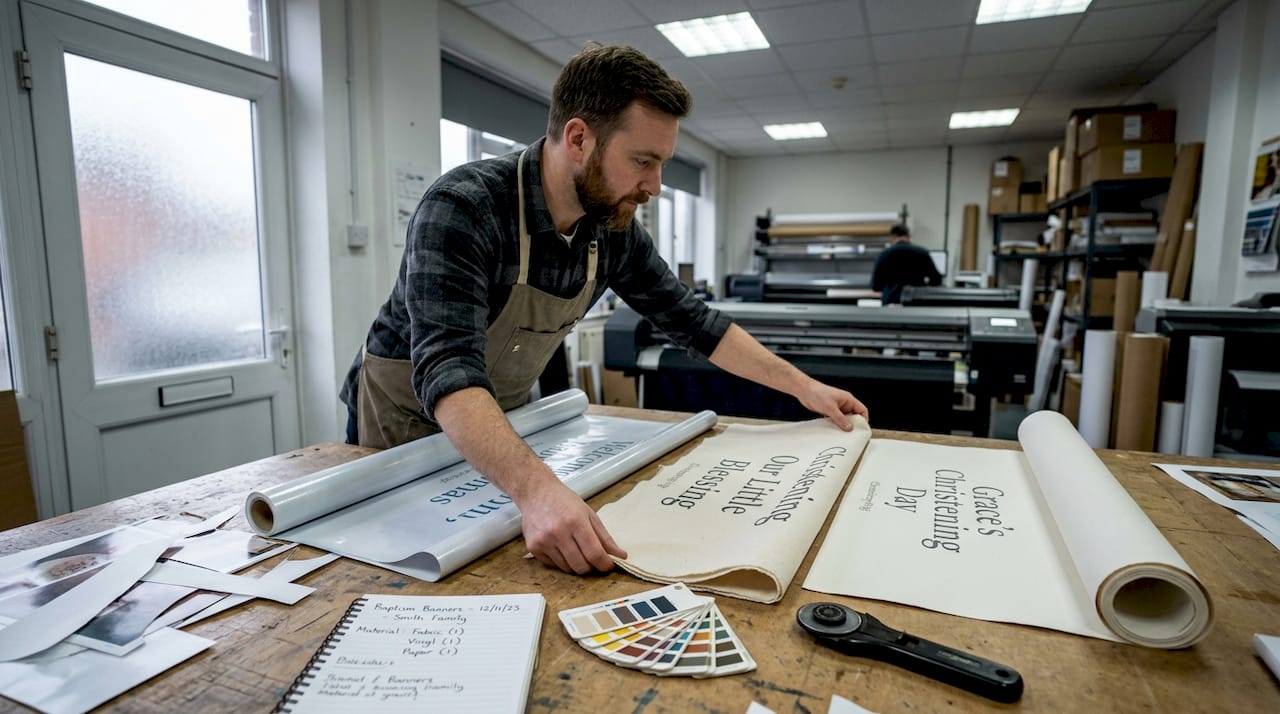 Vendor compares vinyl, fabric, paper banners