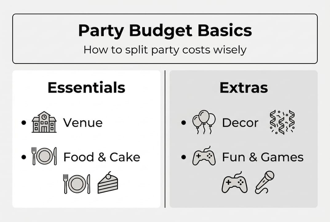 Infographic showing party budget breakdown