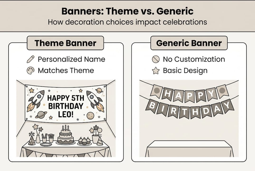 Infographic comparing theme and generic banners