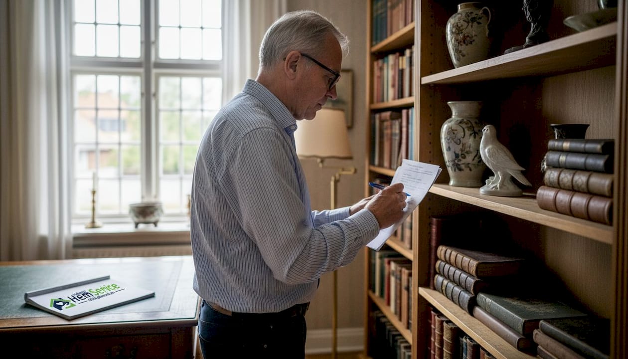 Man går igenom och dokumenterar alla saker som finns i ett dödsbo.