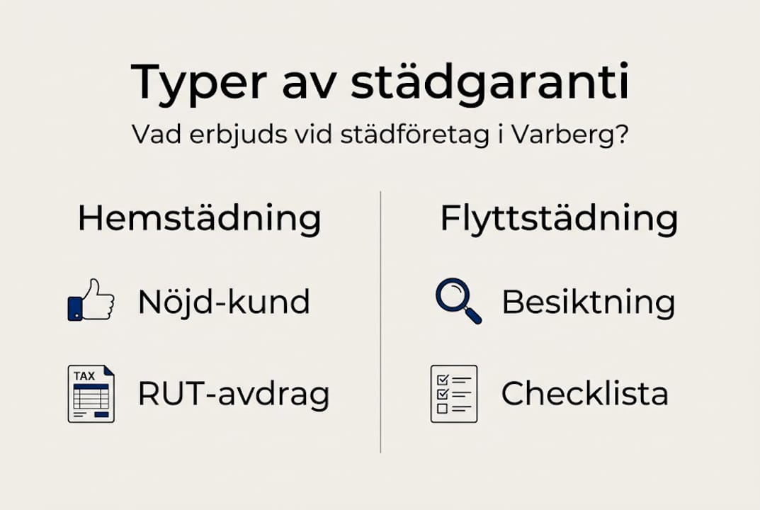 Grafisk sammanställning av olika typer av städgarantier