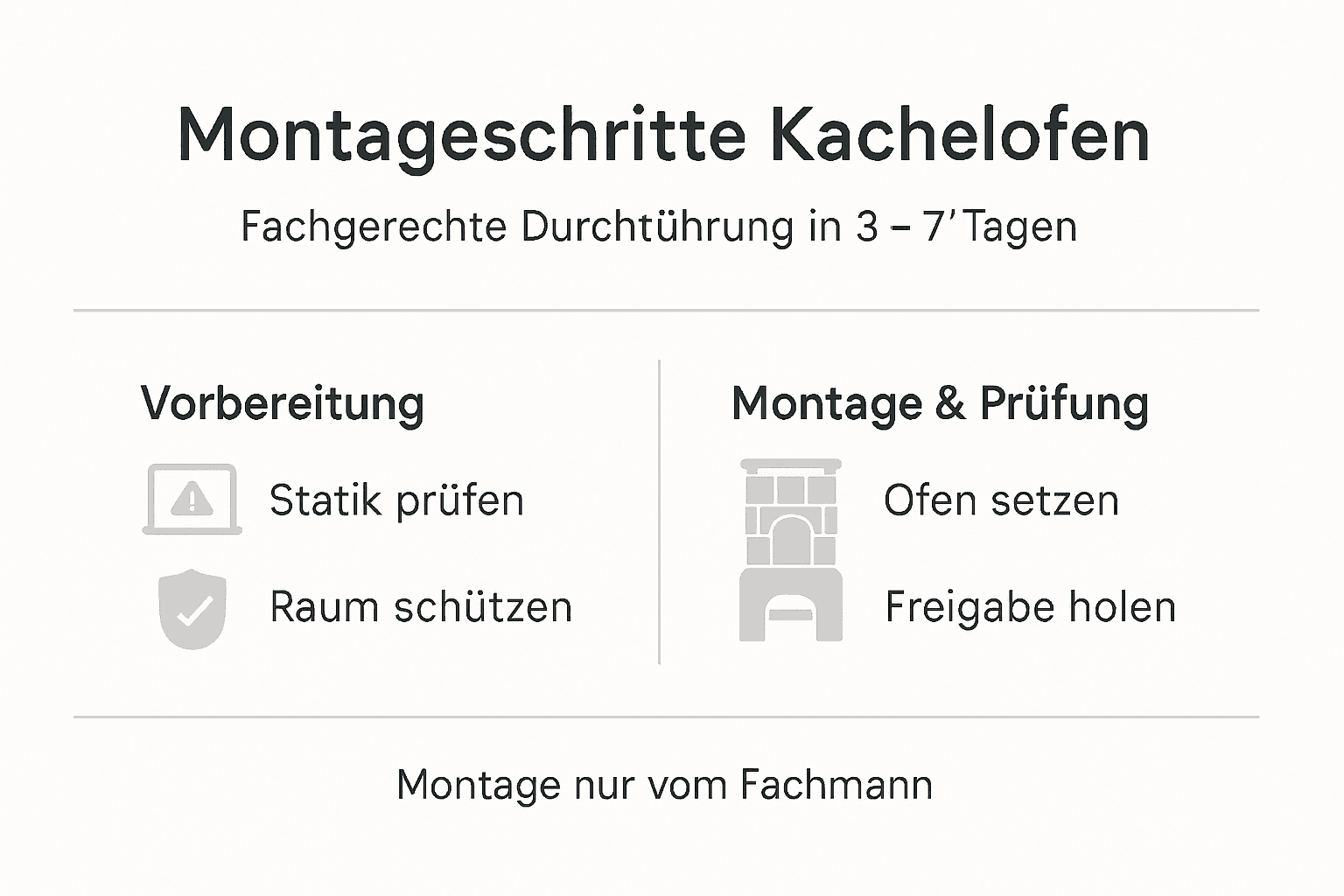 Infografik: So gelingt der Aufbau eines Kachelofens – die wichtigsten Schritte im Überblick