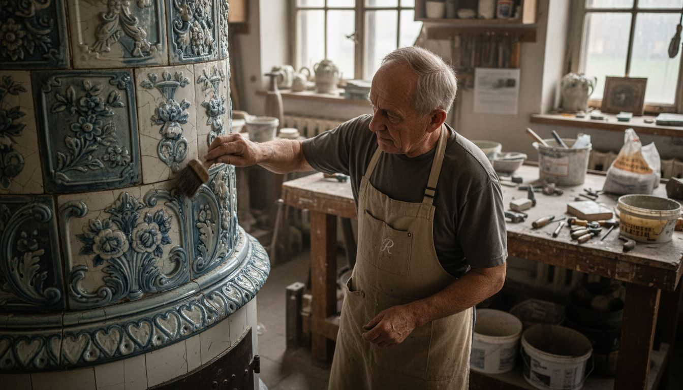Fachgerechte Restaurierung kunstvoll verzierter Barockofen-Kacheln