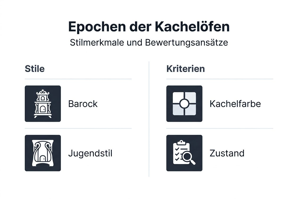 Übersicht: Die wichtigsten Epochen des Kachelofens und worauf es bei der Bewertung ankommt