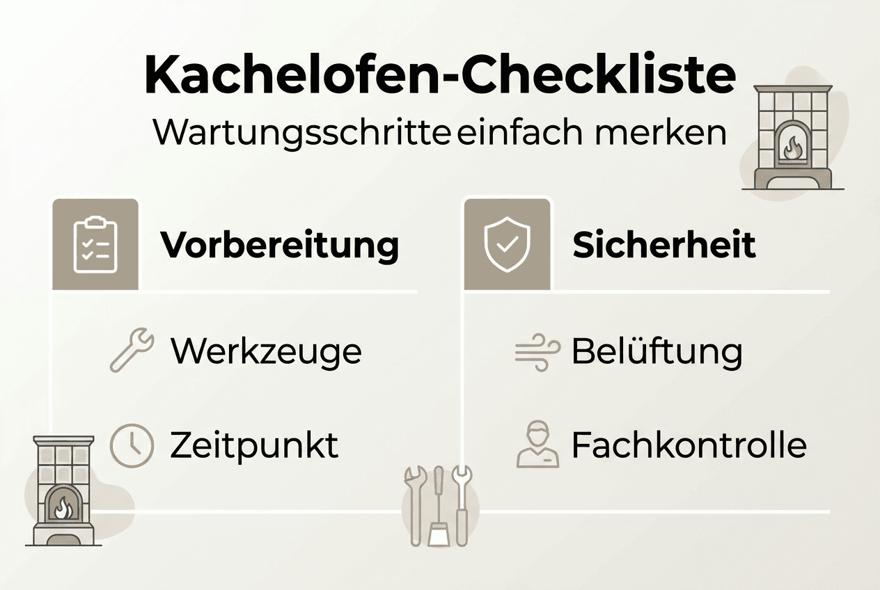 In dieser Infografik erfahren Sie Schritt für Schritt, wie Sie Ihren Kachelofen richtig warten.