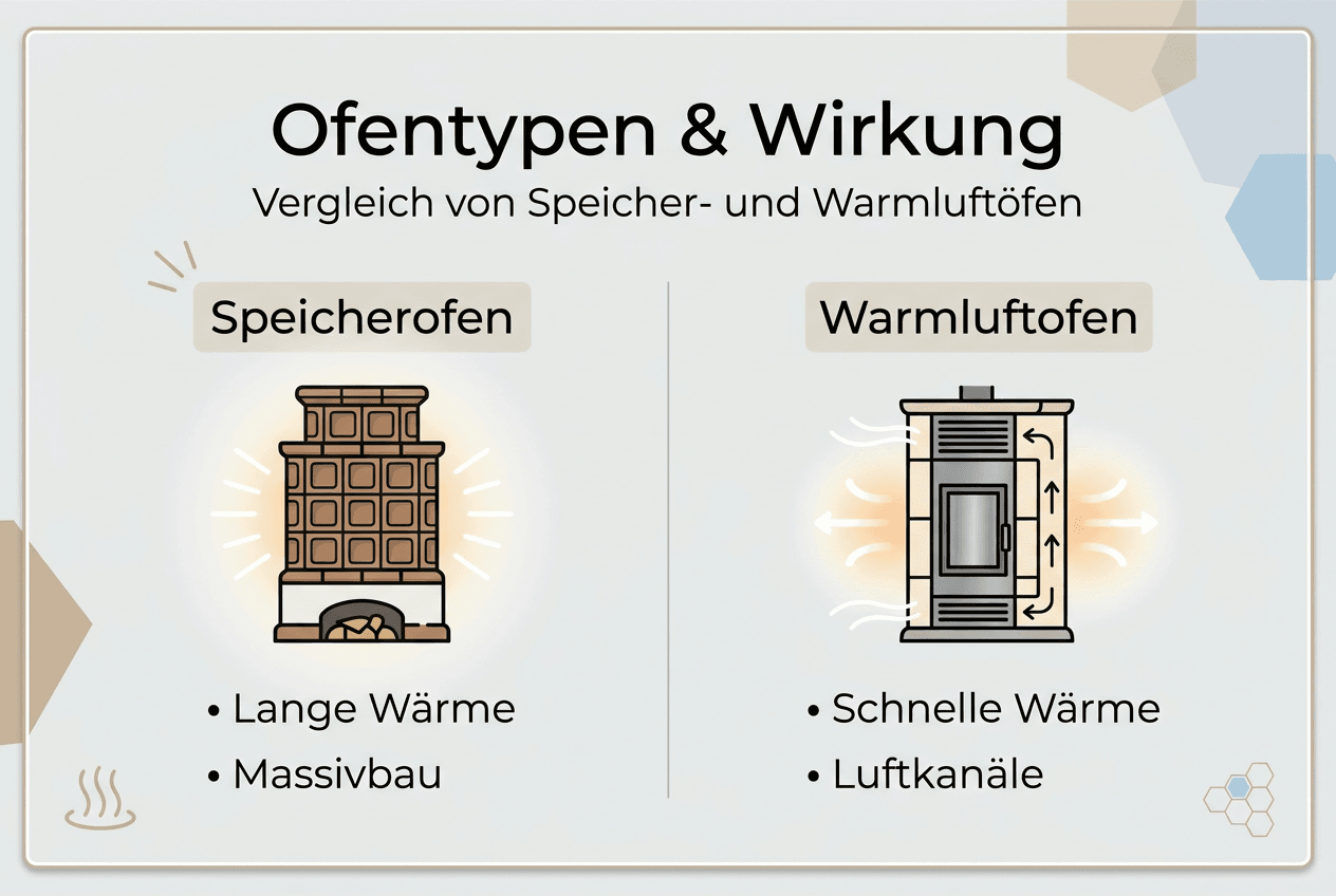 Übersicht der verschiedenen K valenzenöfen und ihrer Besonderheiten – anschaulich als Infografik dargestellt