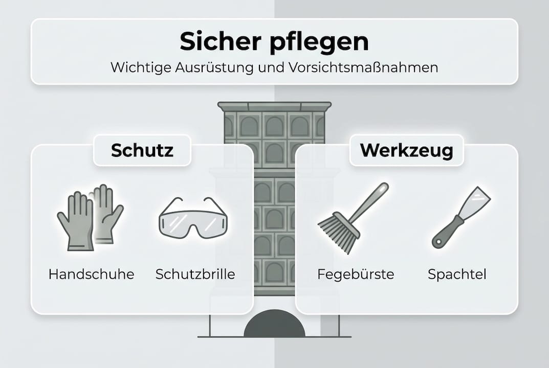 Infografik: Sicherheit und Ausstattung rund um den Kachelofen