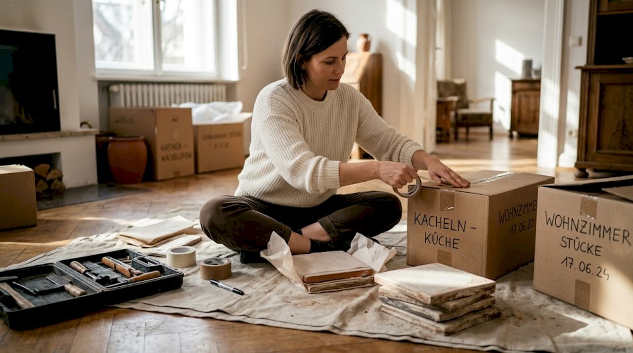 Kachelofen-Bauteile sicher mit Polsterfolie verpacken