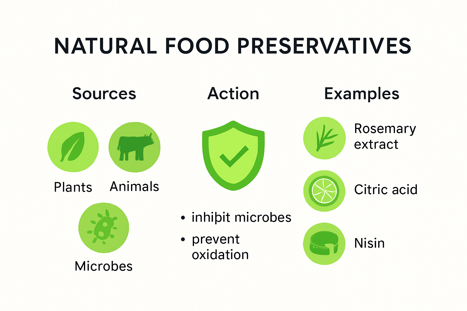 Infographic showing types and benefits of natural food preservatives