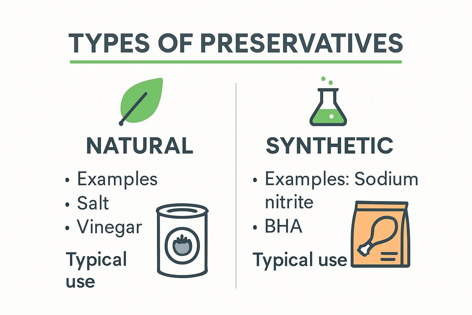 Types of preservatives in packaged foods infographic