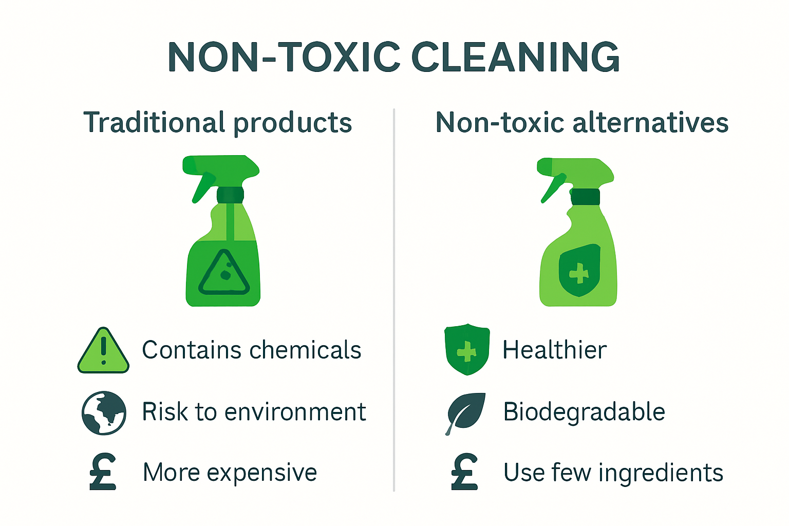 Infographic comparing toxic and non-toxic cleaners