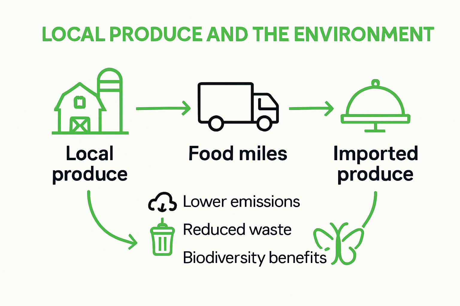 Infographic comparing carbon footprint of local and imported produce