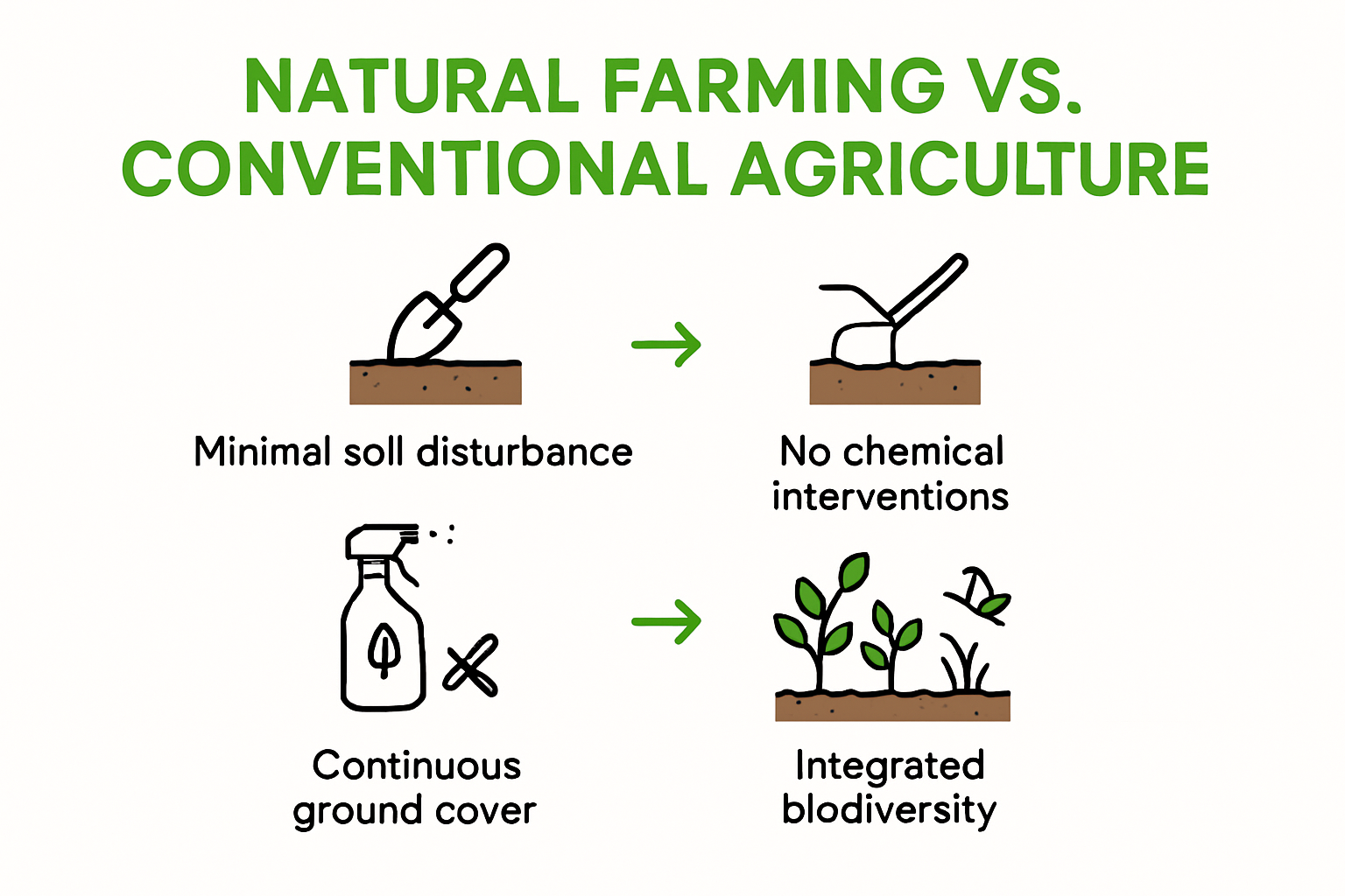 Infographic comparing key natural farming principles