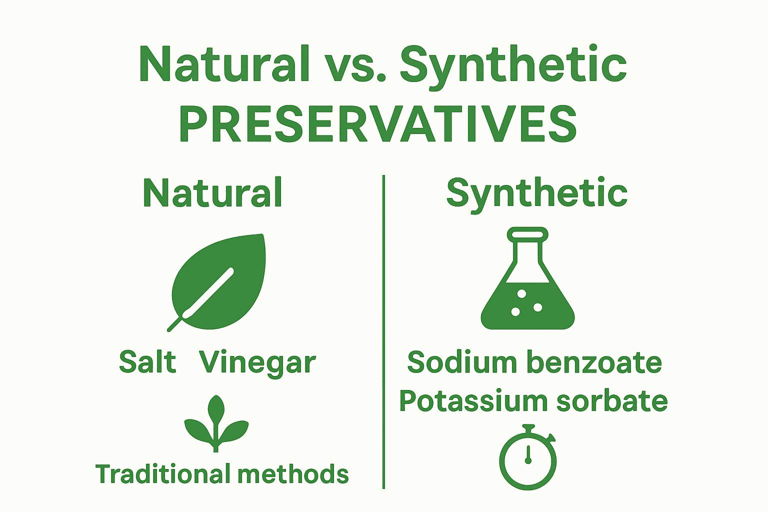 Infographic comparing natural and synthetic food preservatives